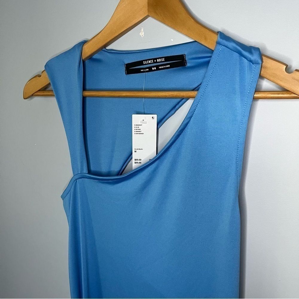 Urban Outfitters Silence + Noise Yasemine Asymmetrical Blue Maxi Dress Sz M NWT - Picture 8 of 16